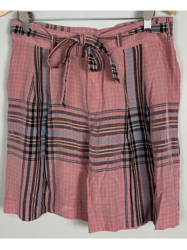 Philosophy Di Lorenzo Serafini Pink Plaid Belted Short Bermuda Womens Sz 8 Italy